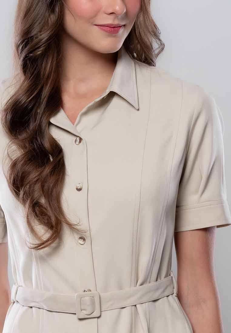 Seraphina Collared Button-down Dress with Adjustable Belt