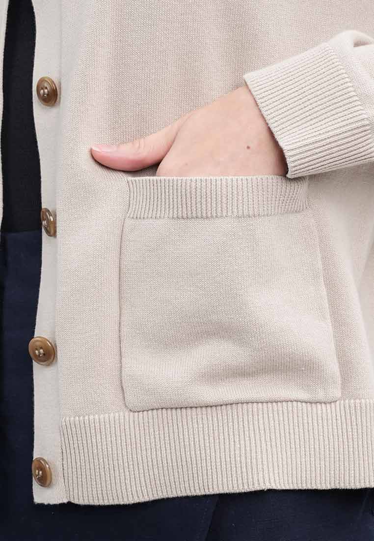 Liana Essential Knit Crewneck Cardigan with Pockets