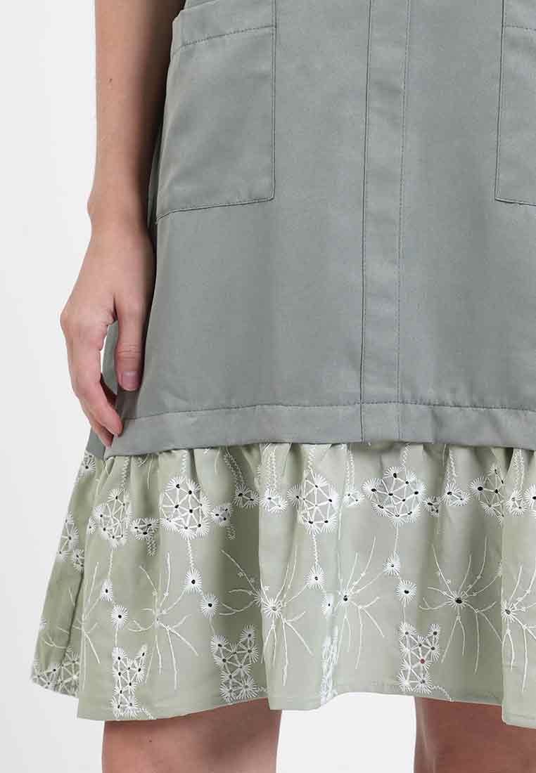 Grace Embroidered-Hem Sleeveless Dress