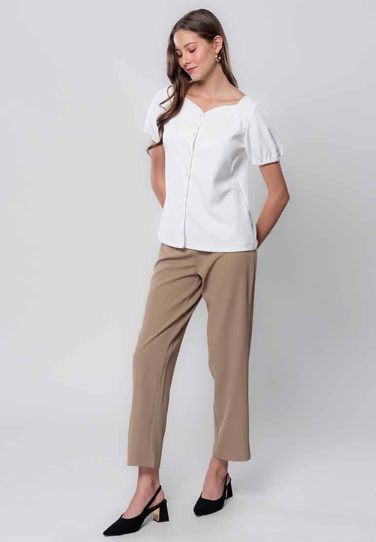 Lirienne Button-down Top with Sweetheart Neckline