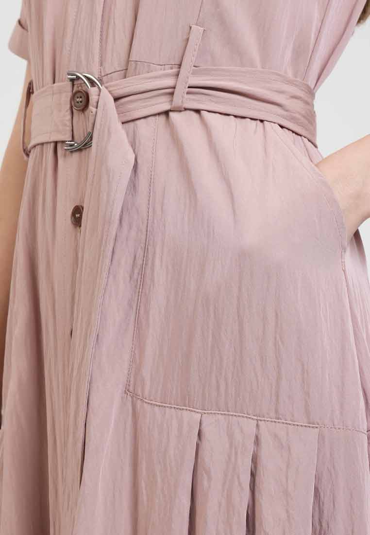 Daphne Button-Down Midi Dress with Belt