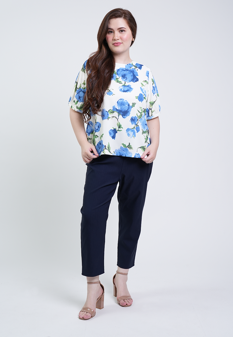 Milly Plus Size Alissa Puff Sleeve Boxy Floral Blouse