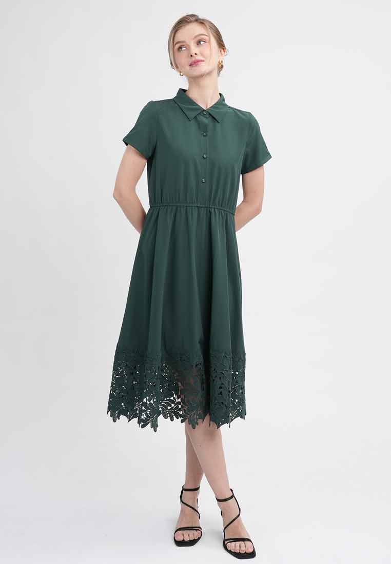 Martha Short Sleeve Collared Hem Dress