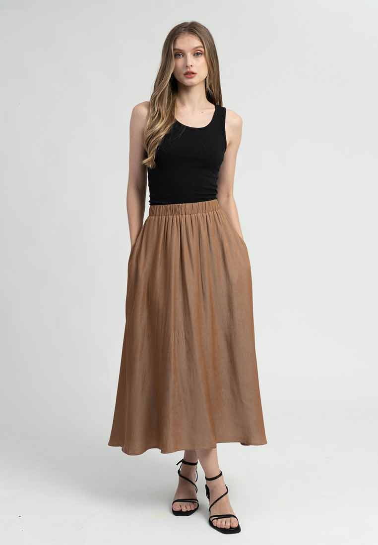 Clementine Flowy A-line Midi Skirt