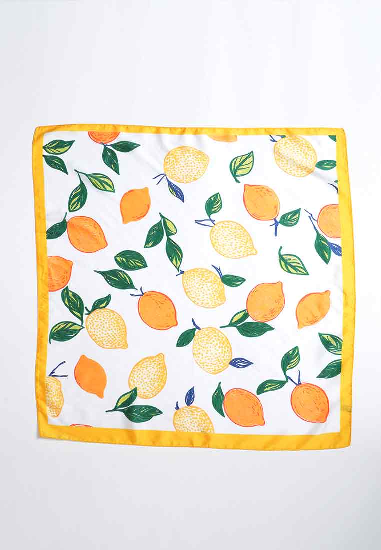 Orange and Lemon Print Square Scarf
