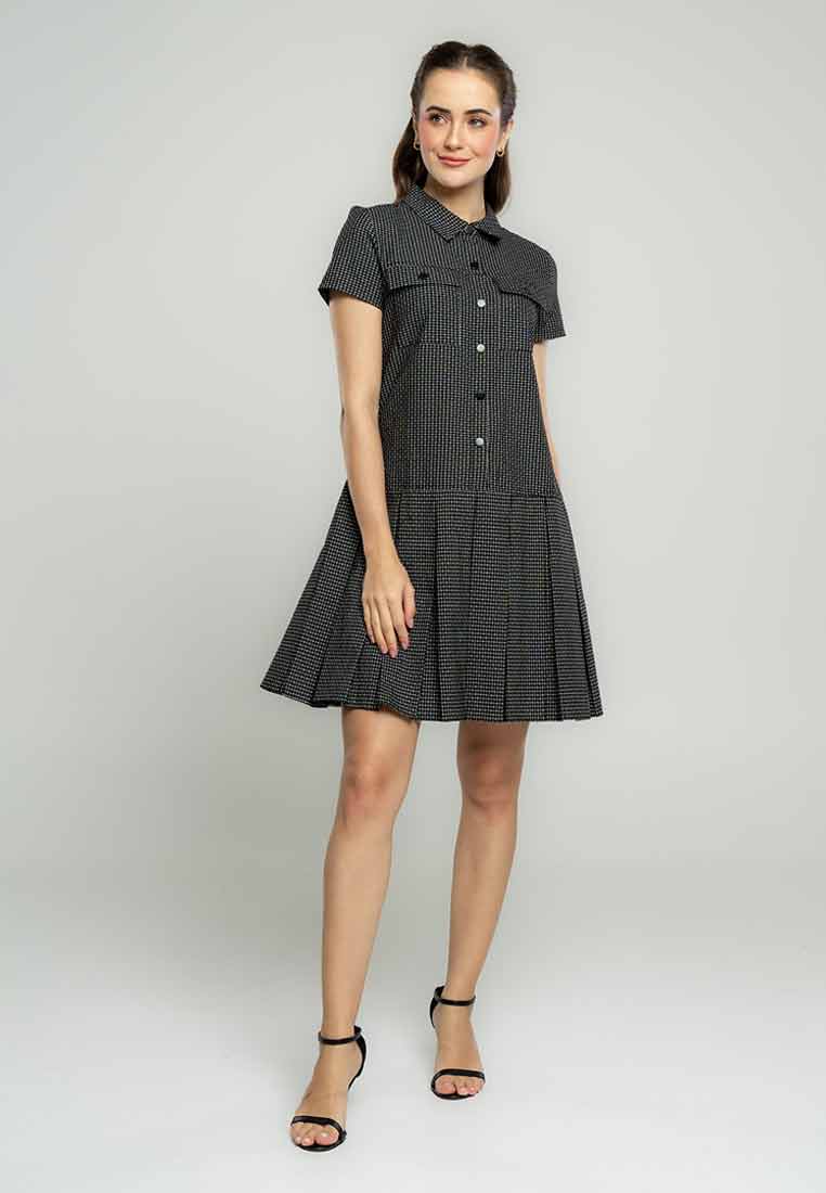 Laila Collared Shirt Dress in Pincheck Print
