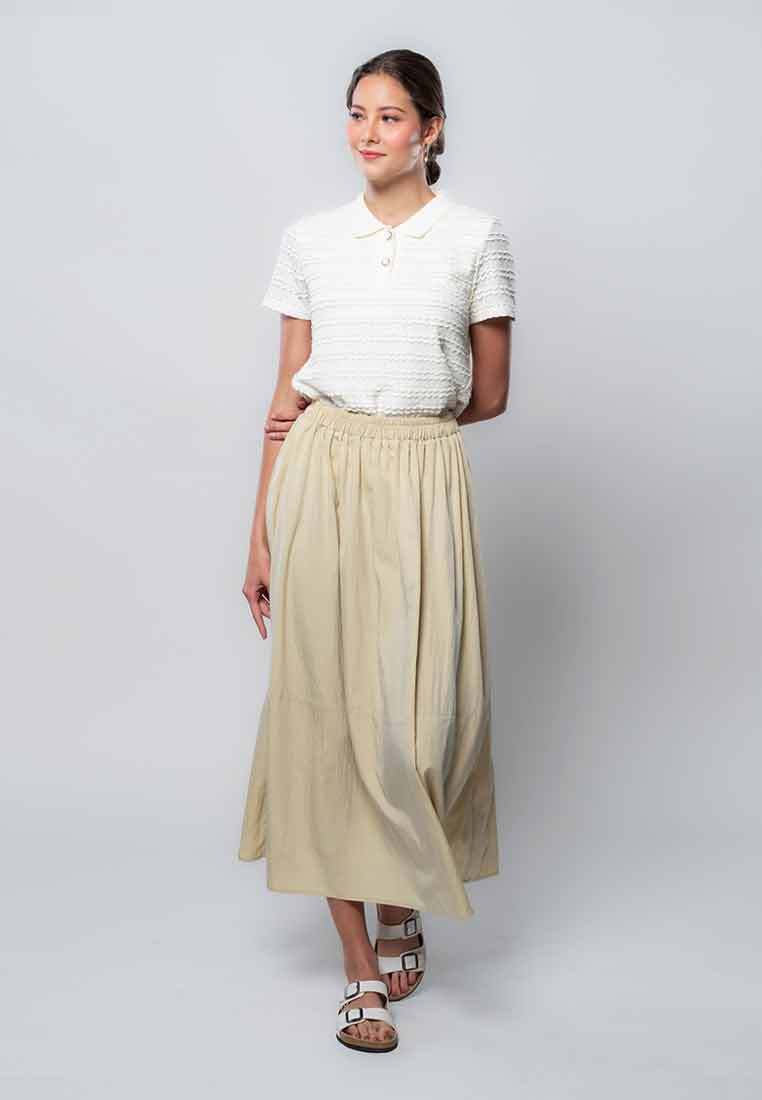 Lucienne Collared Textured Knit Top with Button Front Opening