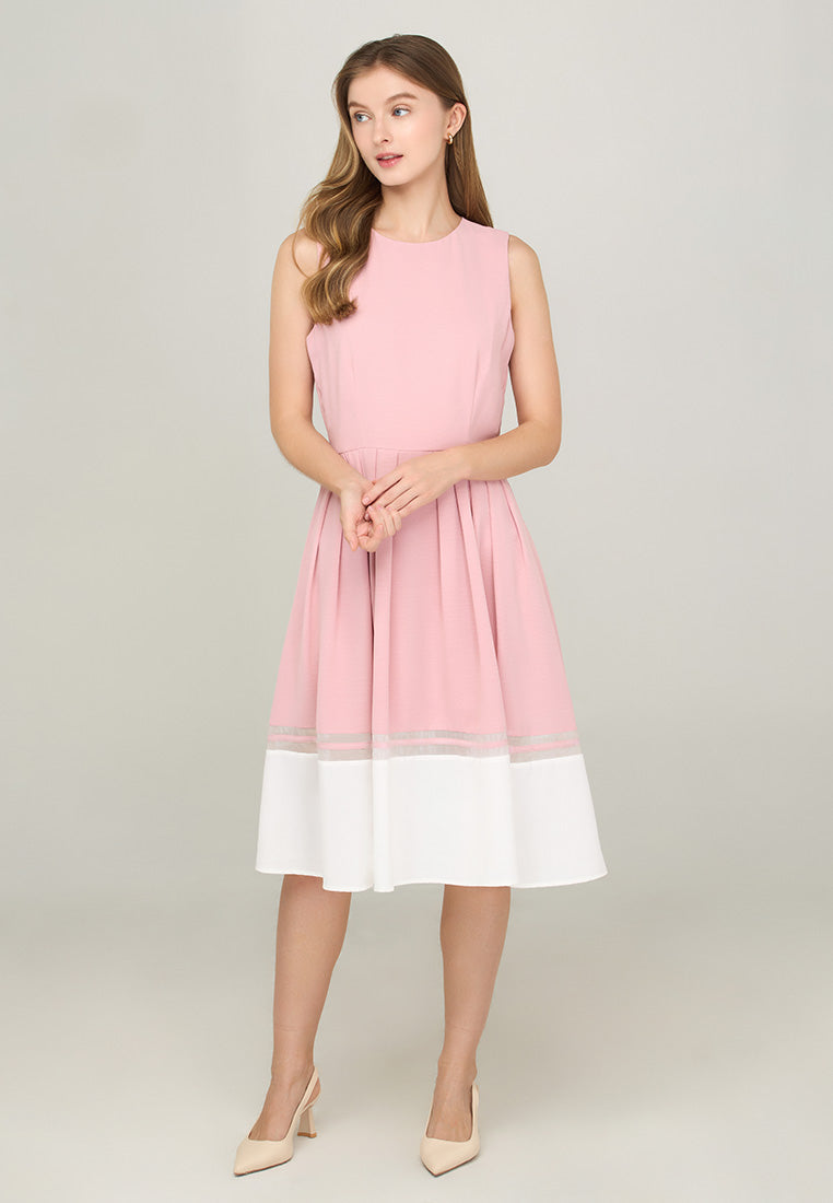 Tanaia Sleeveless Dress with Contrast Hem Detail