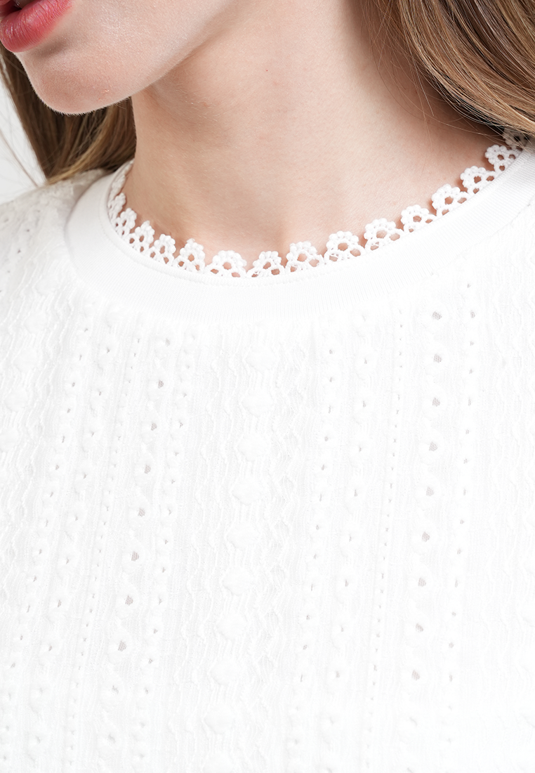 Arrabella Lace Trim Eyelet Top