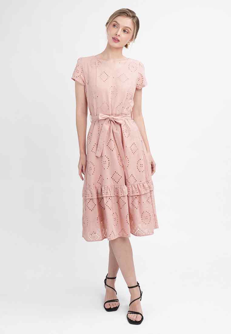 Elise Eyelet Tiered Midi Dress