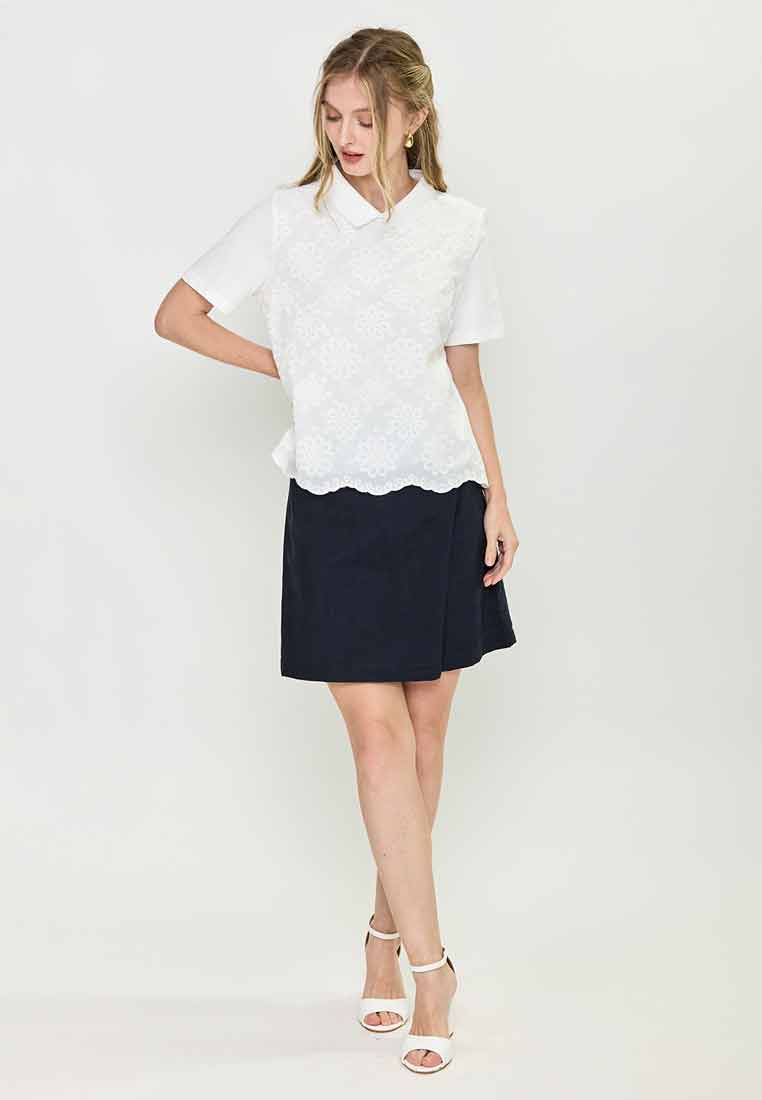 Whitley Collared Eyelet Short Sleeves Top