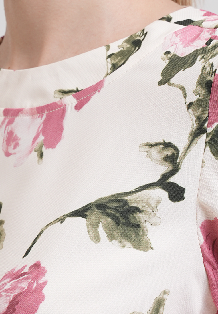 Mira Vintage Floral High-Neck Blouse