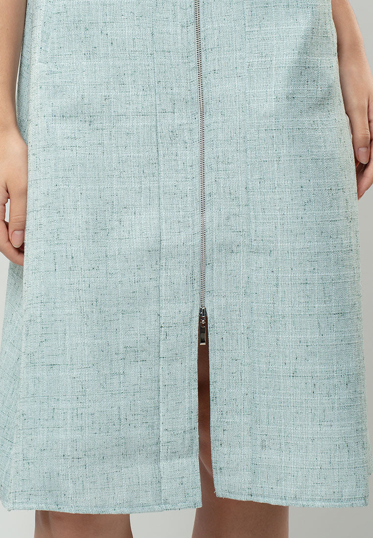 Isabelle Tweed Zip-Front Midi Dress