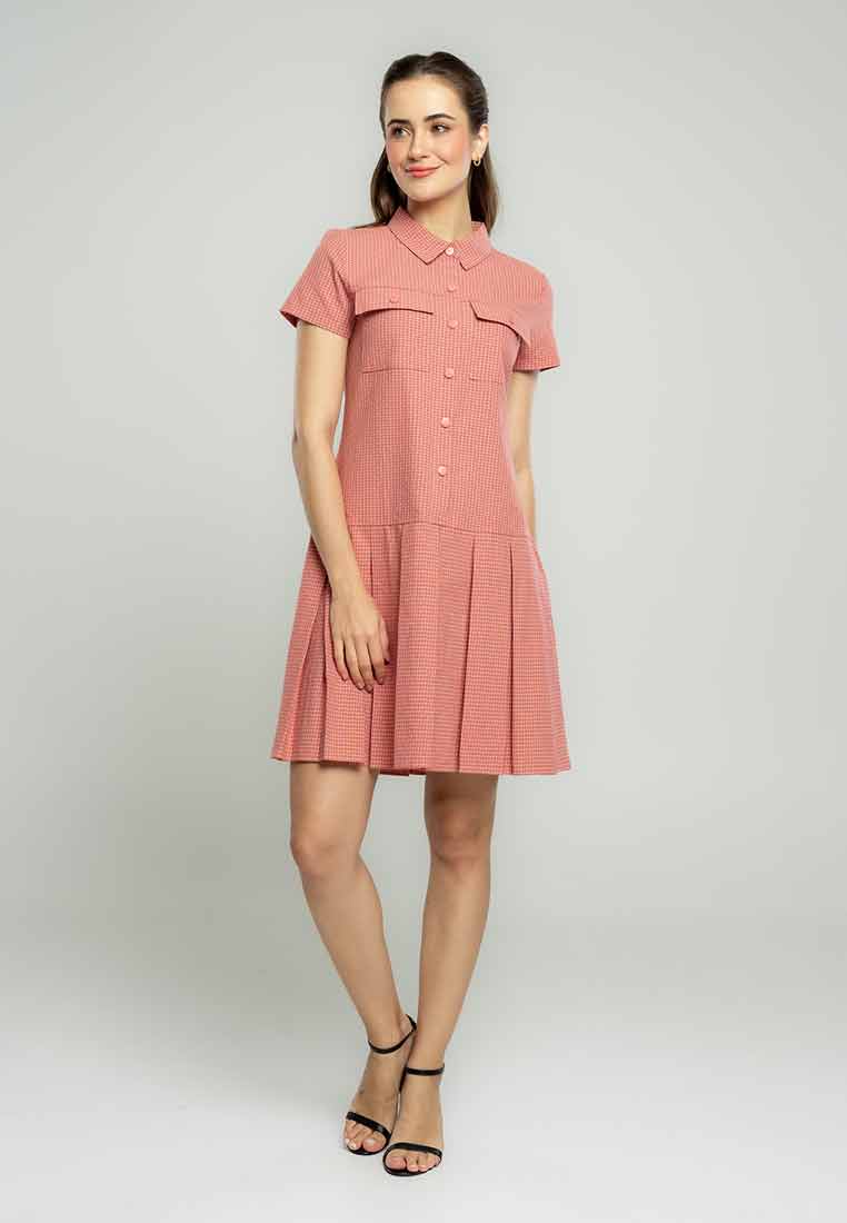 Laila Collared Shirt Dress in Pincheck Print