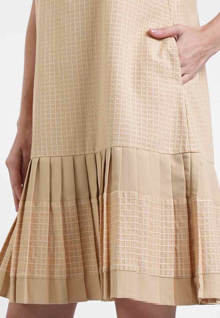 Lyca Grid Pleated Sheath Dress