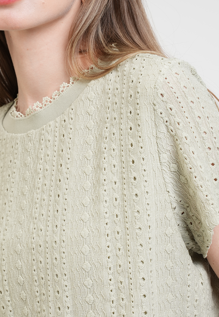 Arrabella Lace Trim Eyelet Top