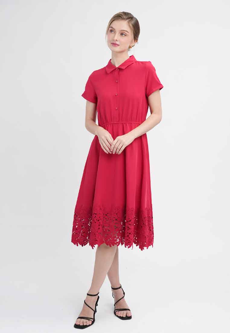 Martha Short Sleeve Collared Hem Dress