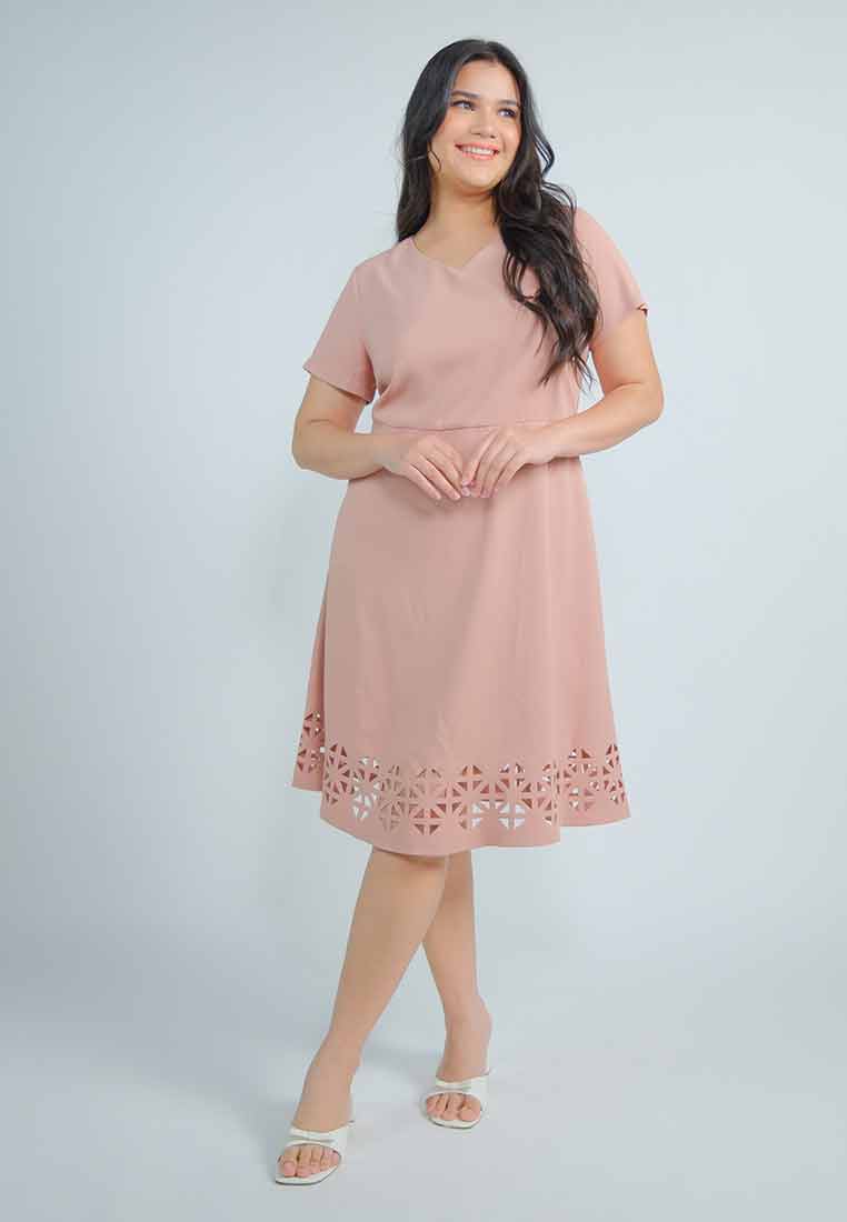 Milly Plus Size Leilah A-line Dress with Laser Cut