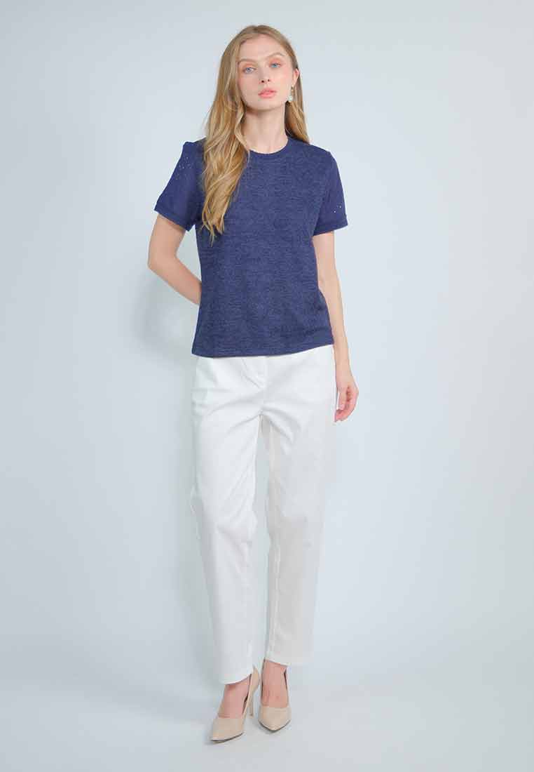 Rubie Knitted Top with Cotton Eyelet Sleeves