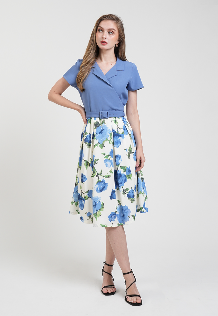 Stacey Floral Waist-Accent Dress