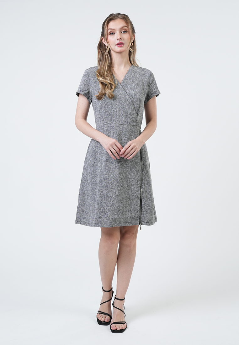 Mara Zip-Detail Tweed Shift Dress