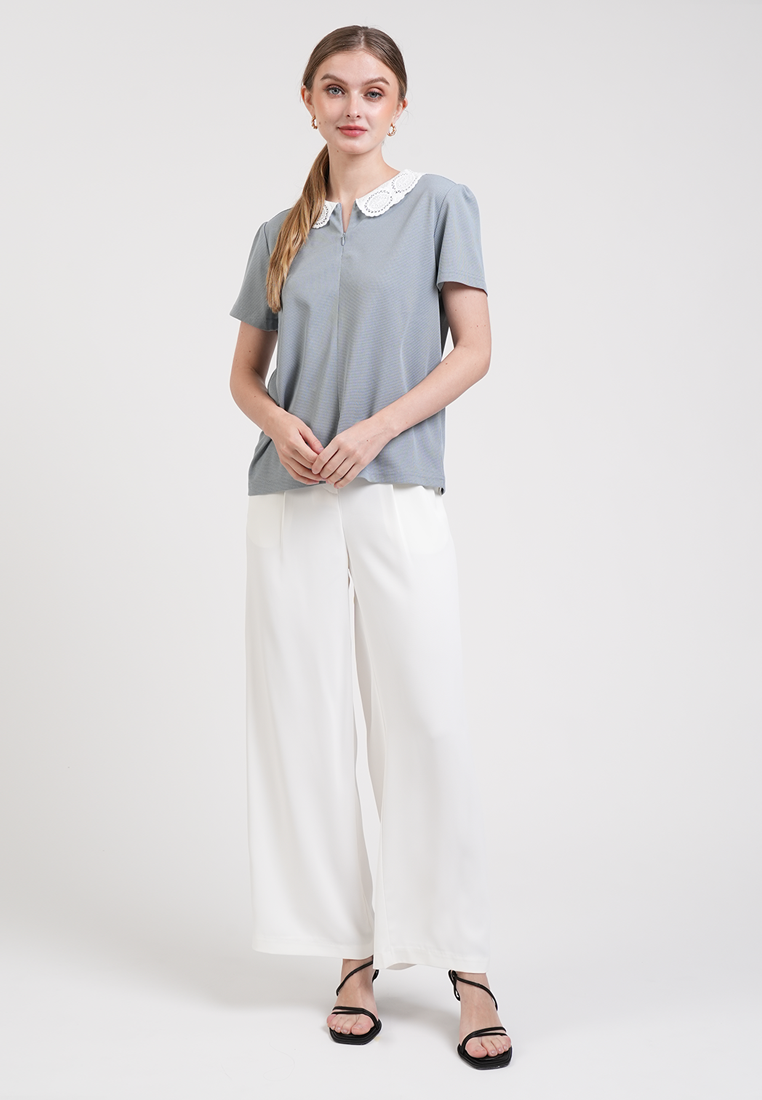 Gretchen Piped Quarter-Zip Top
