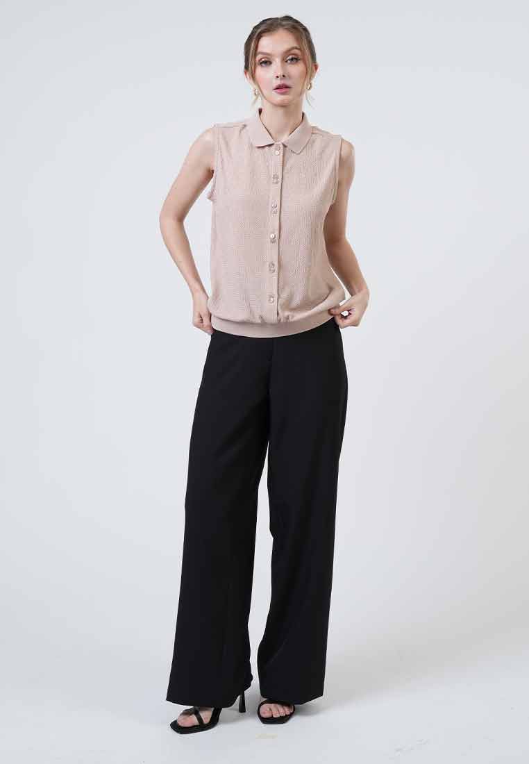 Nola Sleeveless Knit Polo Blouse