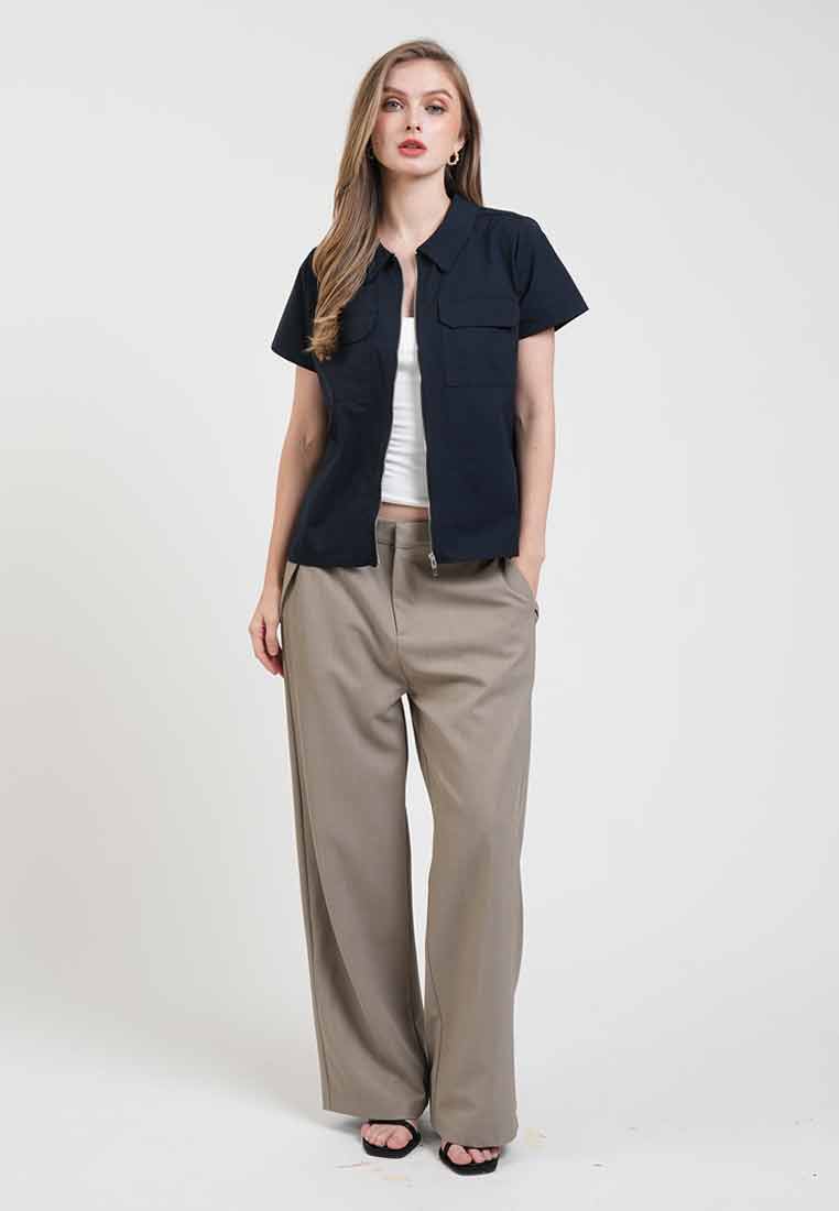 Lucia Zip-Front Utility Shirt