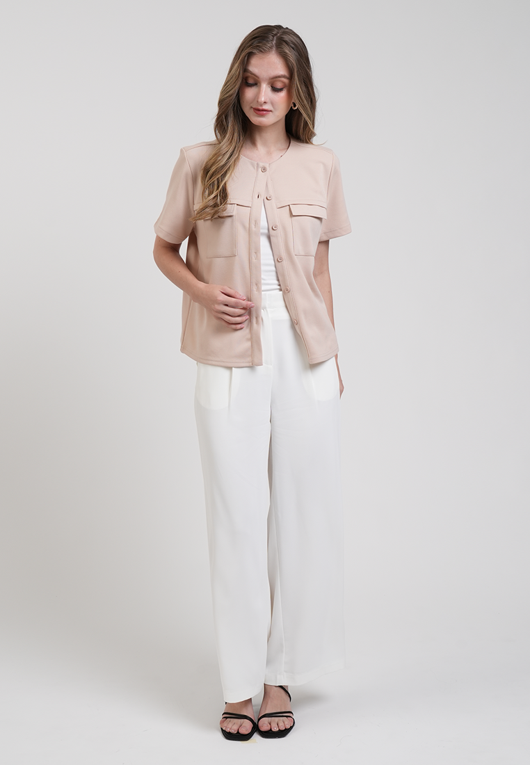 Jeannette Button-Front Knit Top