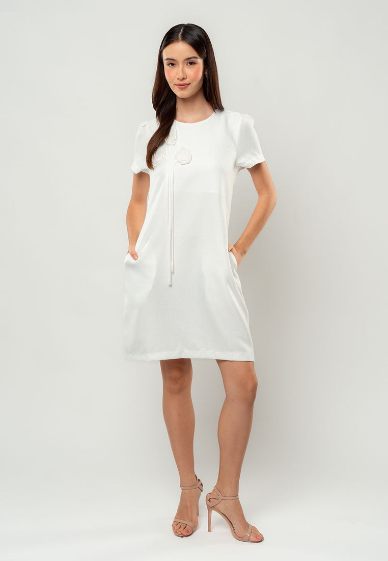 Denise Floral-Appliqué Shift Dress