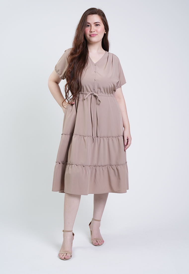 Milly Plus Size Thea Tiered Midi A-line Dress