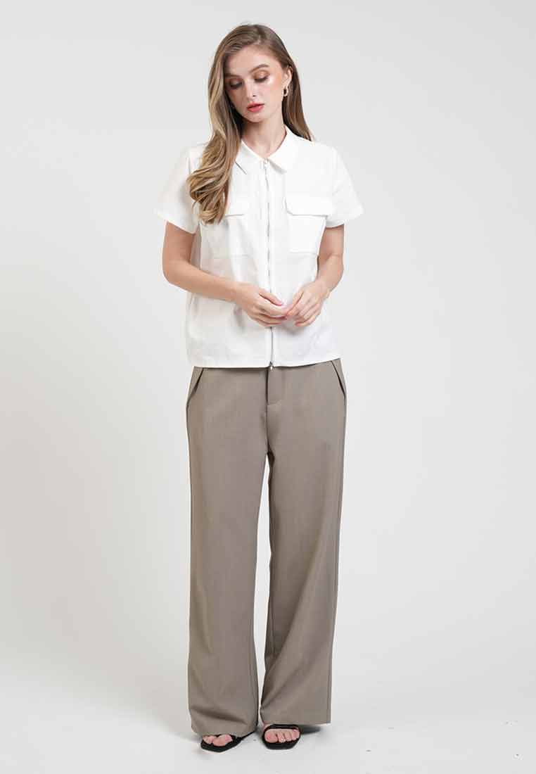 Lucia Zip-Front Utility Shirt