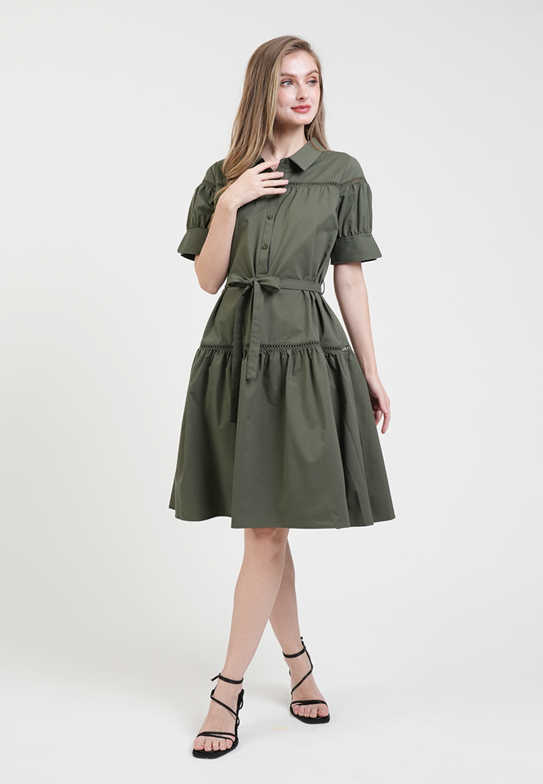 Katrina Eyelet Waist-Accent Dress