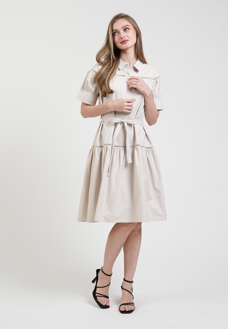 Katrina Eyelet Waist-Accent Dress