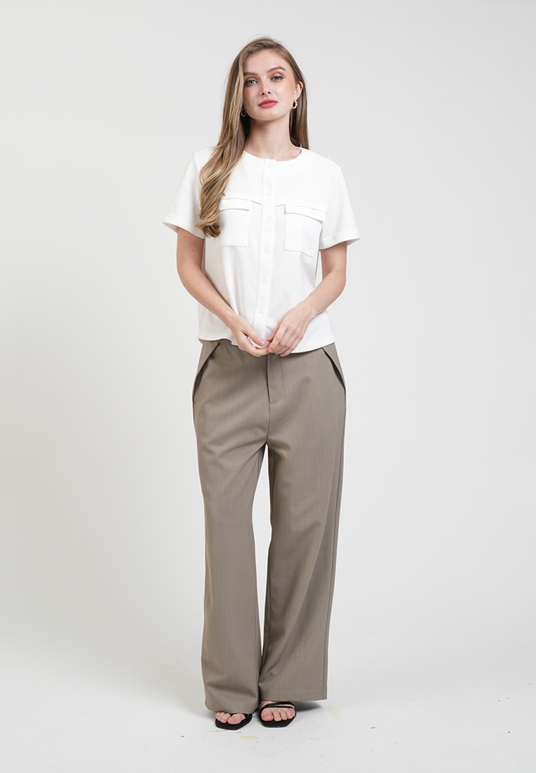 Jeannette Button-Front Knit Top