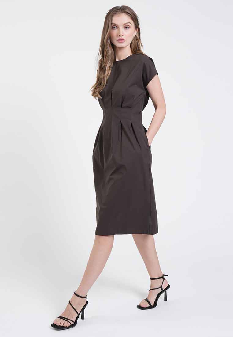 Sienna Terra Pintuck Midi Dress