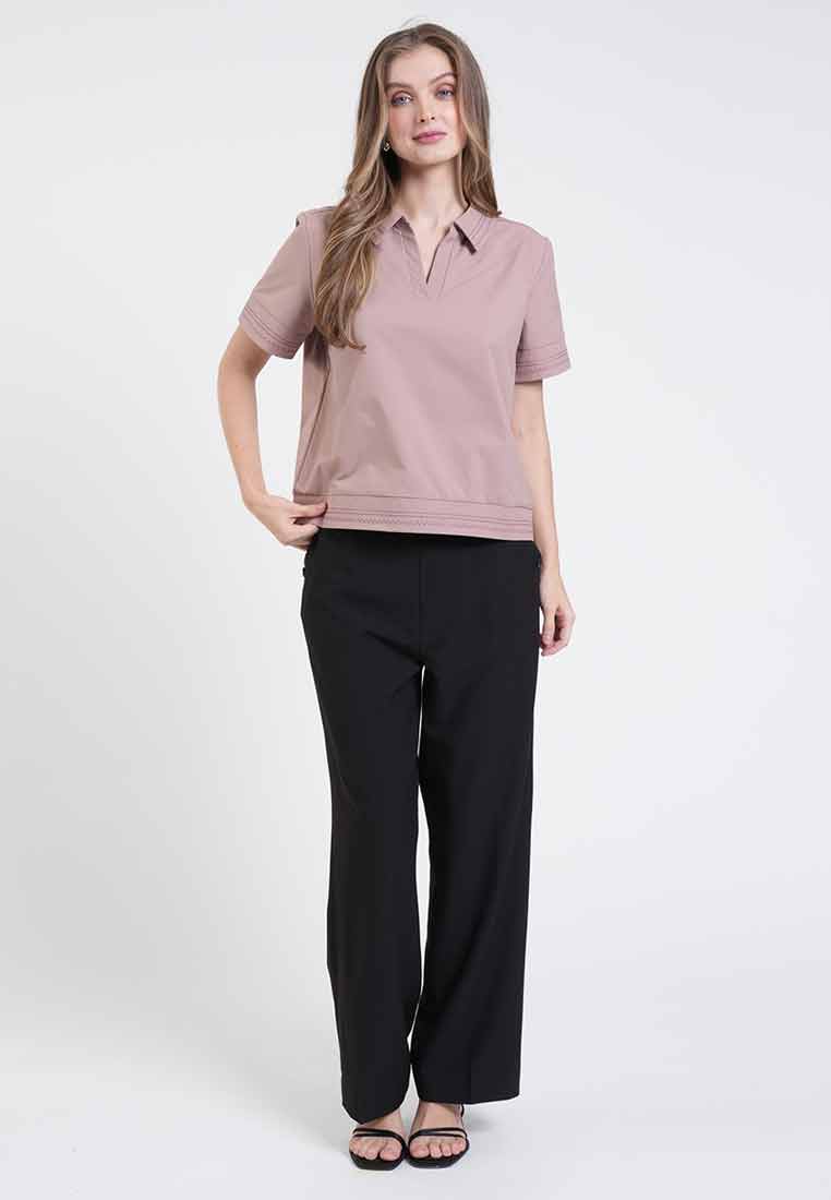 Camila Embroidered V-Neck Collar Top