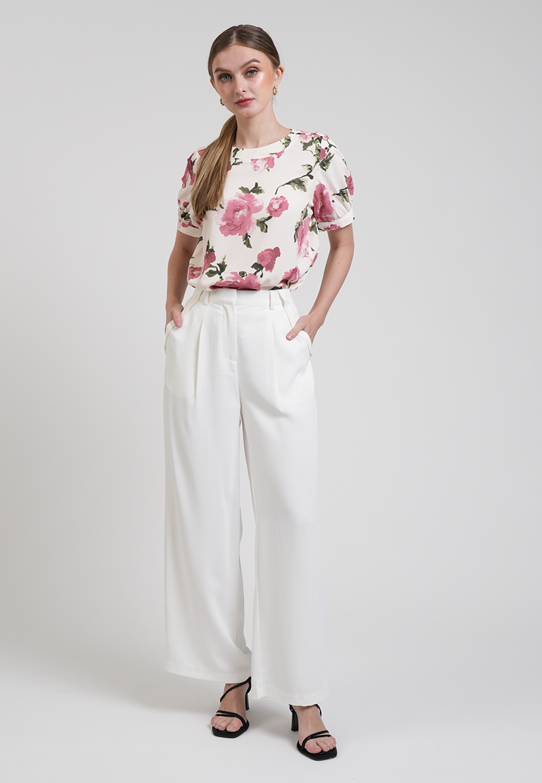 Mira Vintage Floral High-Neck Blouse