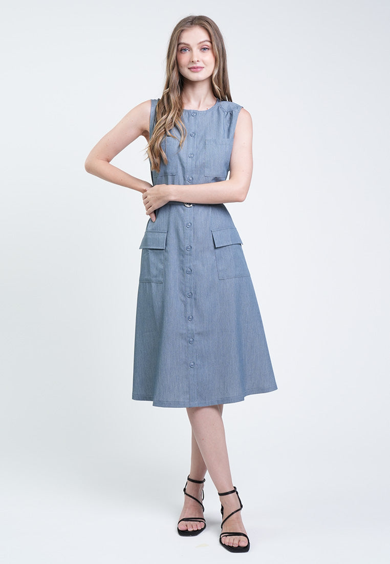 Valerie Belted Chambray Shirt Dress