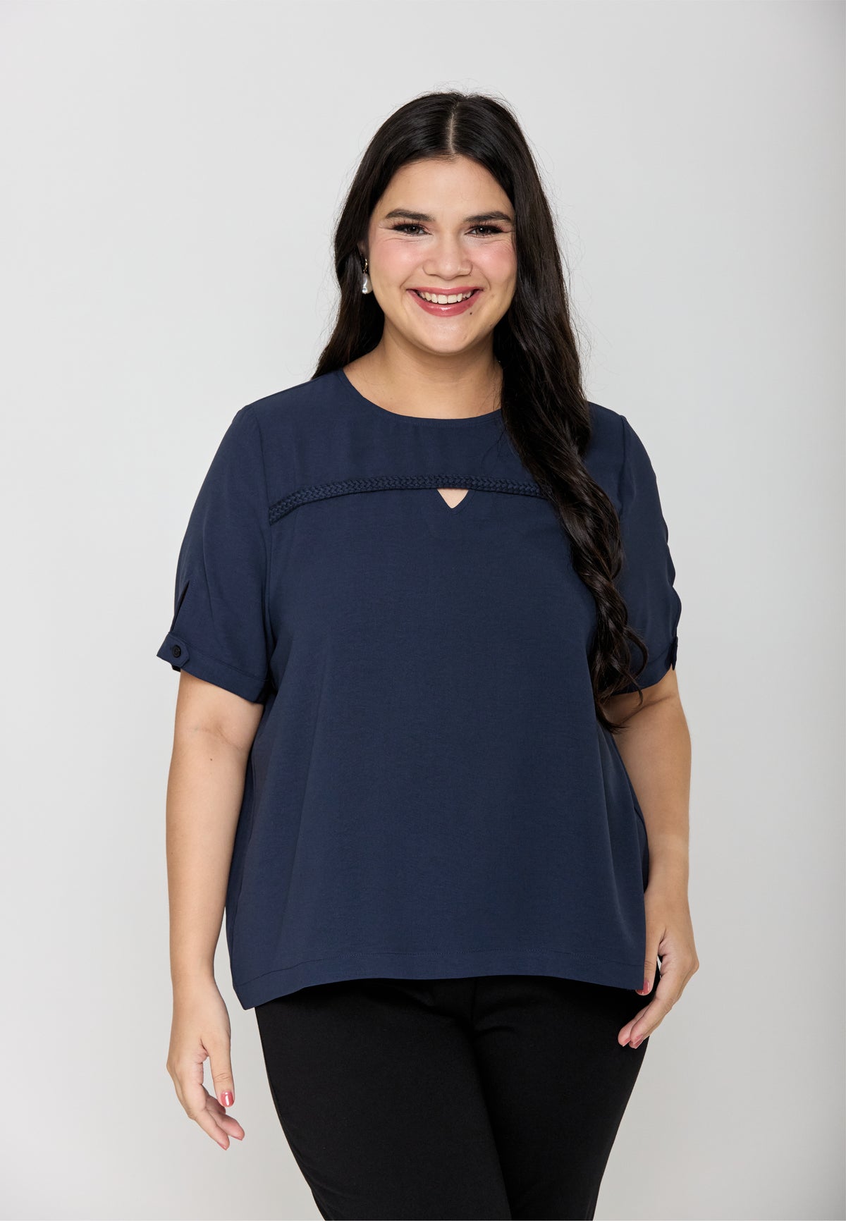 Milly Plus Size Isla Braided Top with Keyhole Details