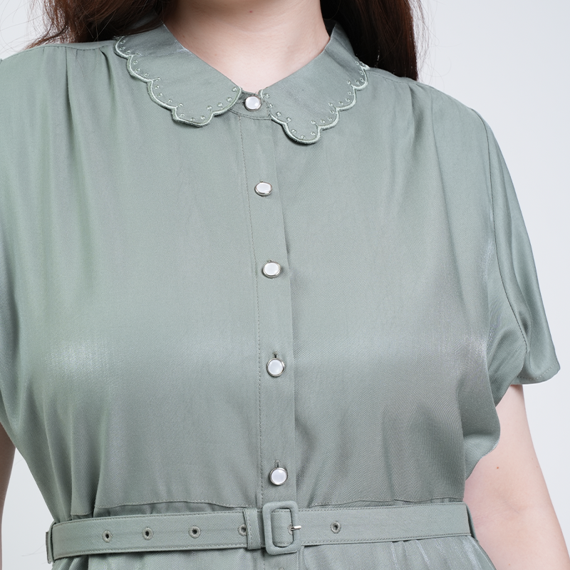 Milly Plus Size Grace Tiered Shirt Dress with Collar