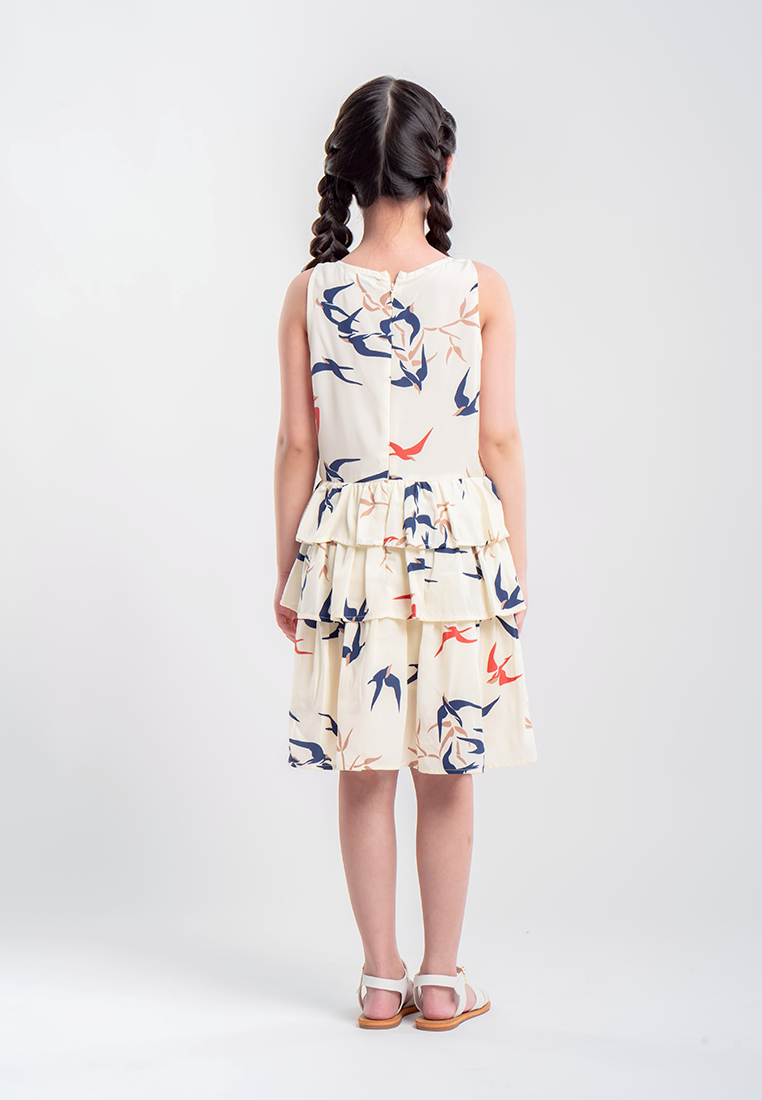 Treehouse Kids Lilo Tiered Dress in Bird Print