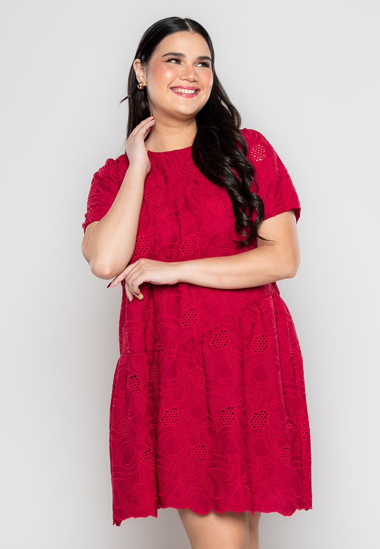 Milly plus Size Karelle Asymmetrical Cut Dress in Lace Fabric  Paperdolls