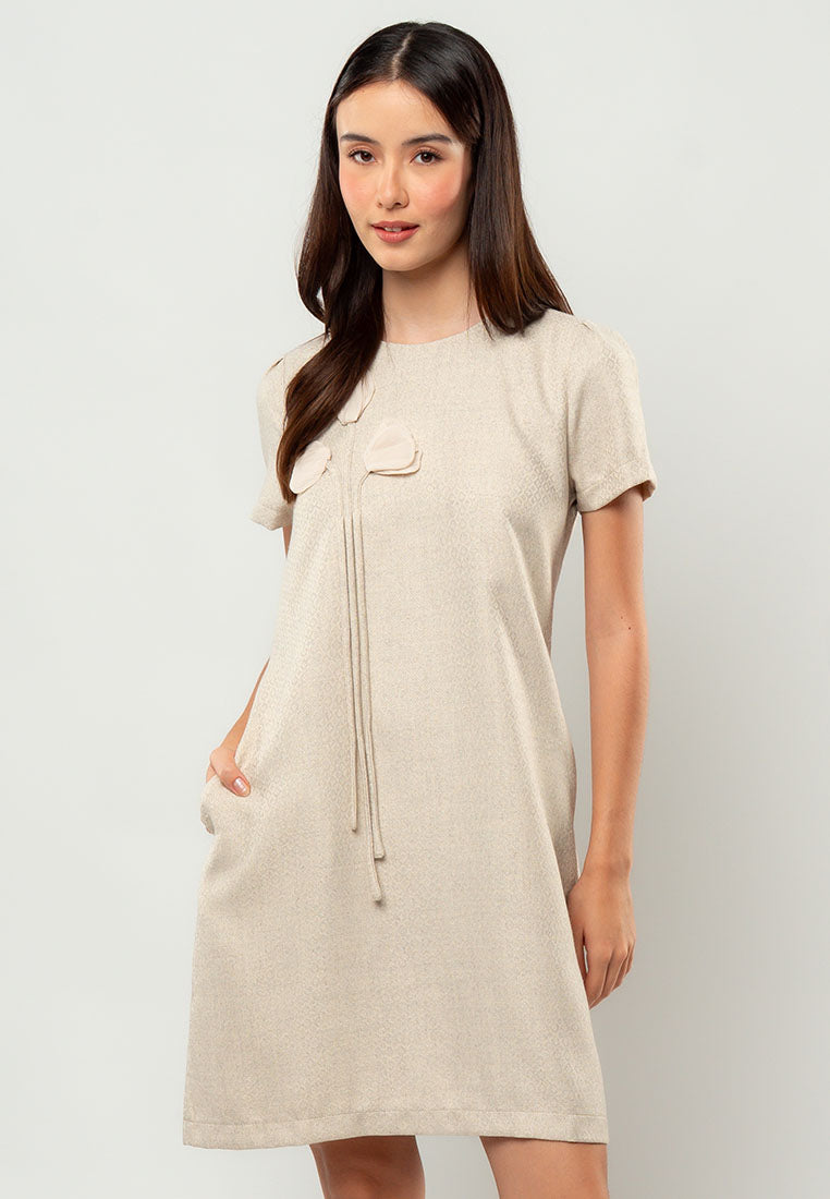 Denise Floral-Appliqué Shift Dress