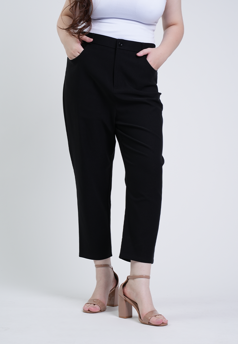 Milly Plus Size Olivia Black Tapered Trousers