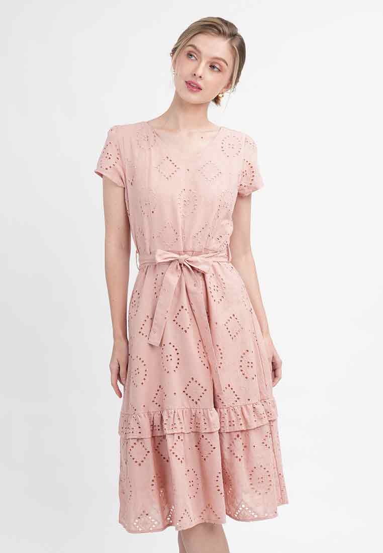 Elise Eyelet Tiered Midi Dress