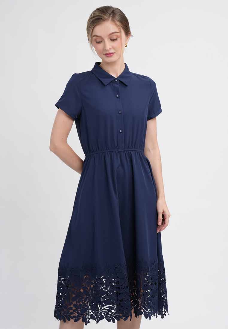 Martha Short Sleeve Collared Hem Dress