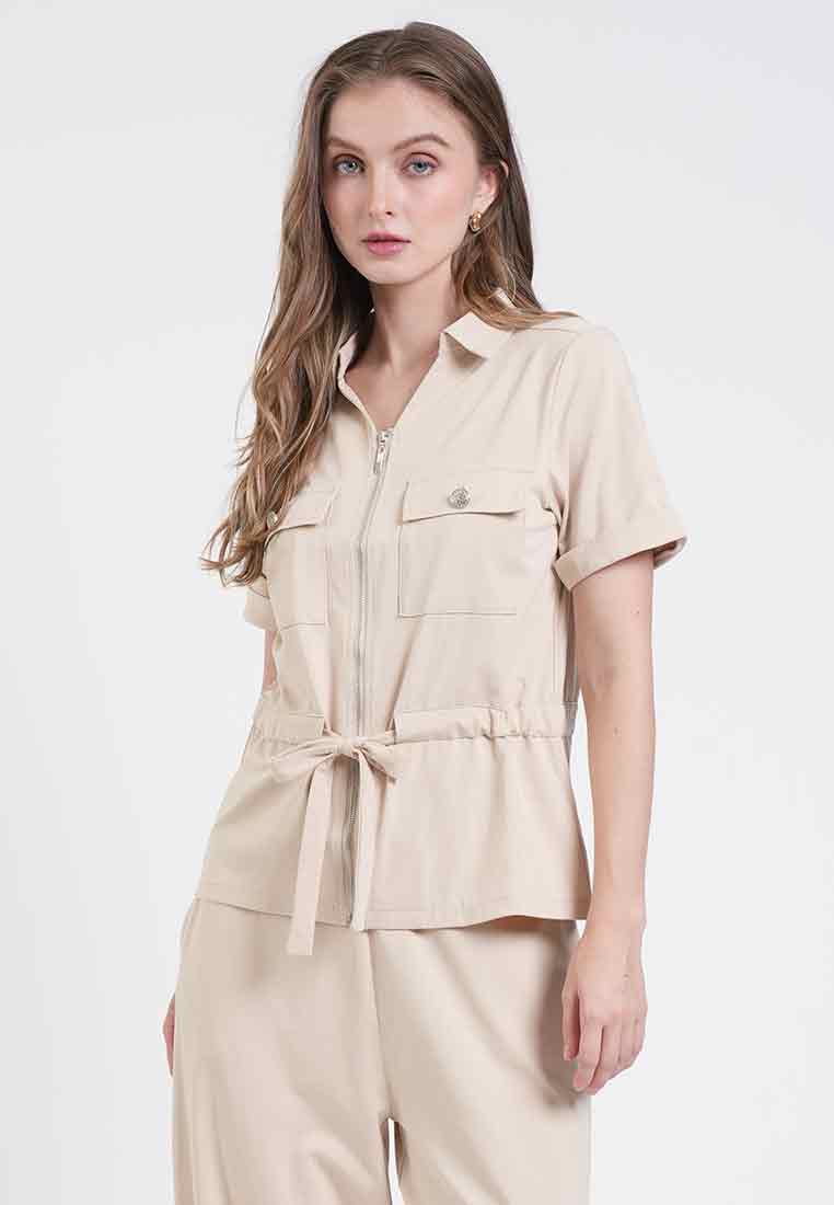 Carmella Zip-Front Utility Top