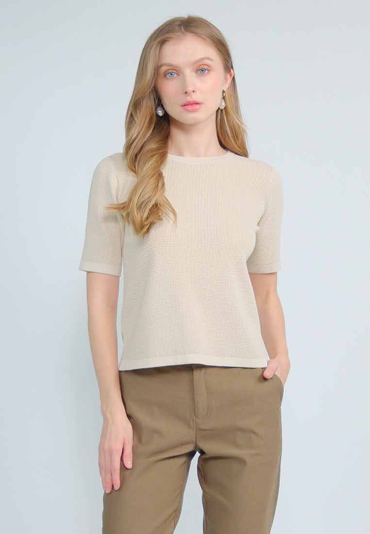 Isolyn Knitted Top with Tone on Tone Ribbing