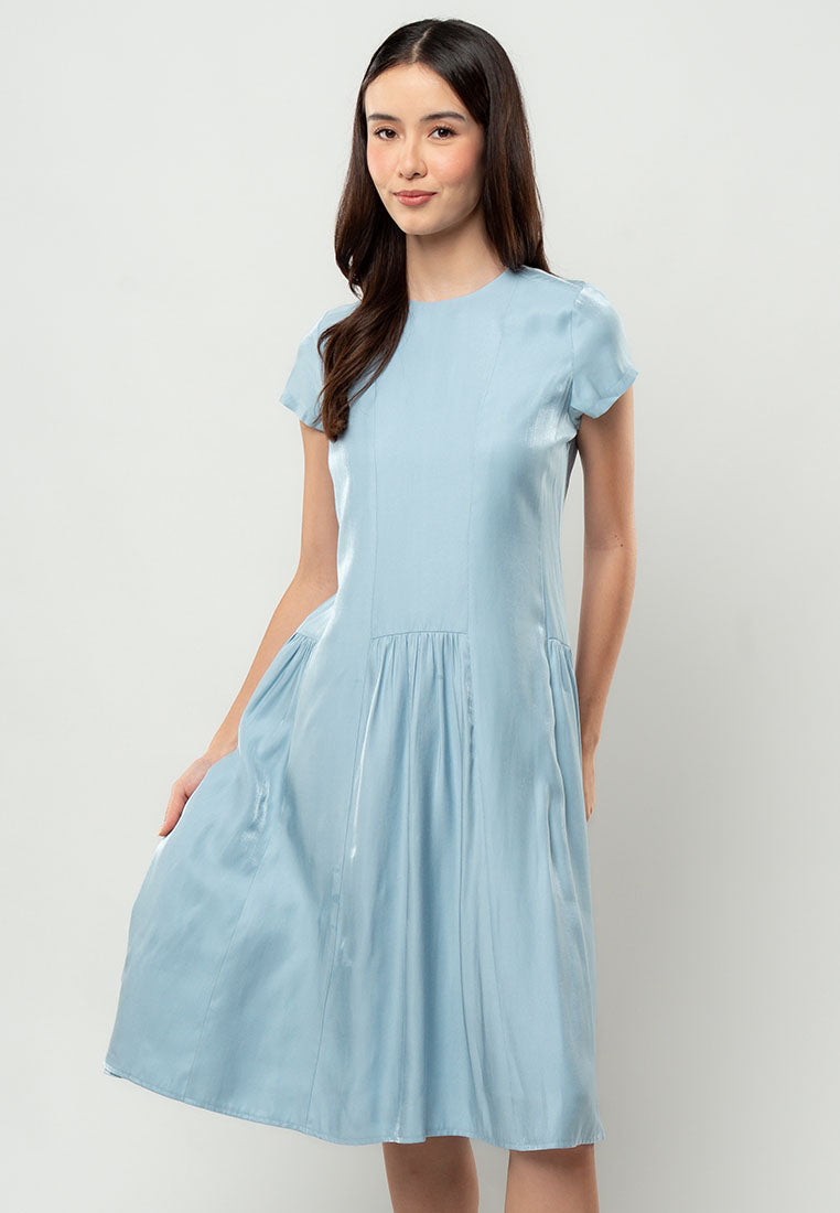 Vivienne Pleated Drop-Waist Midi Dress